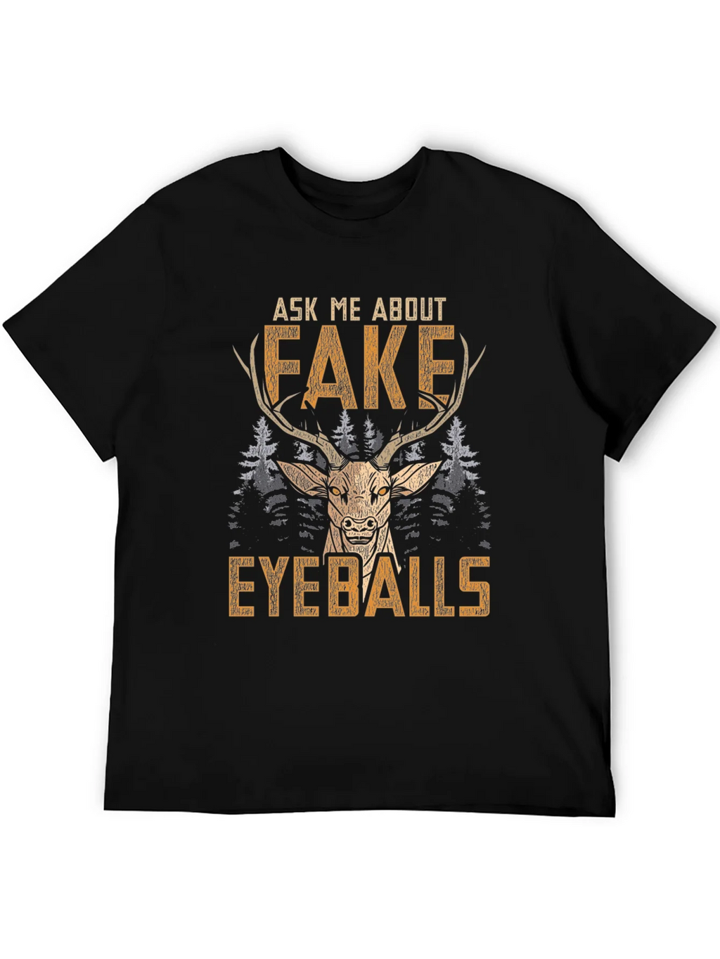 Funny Fake Eyeballs Deer Graphic T-Shirt