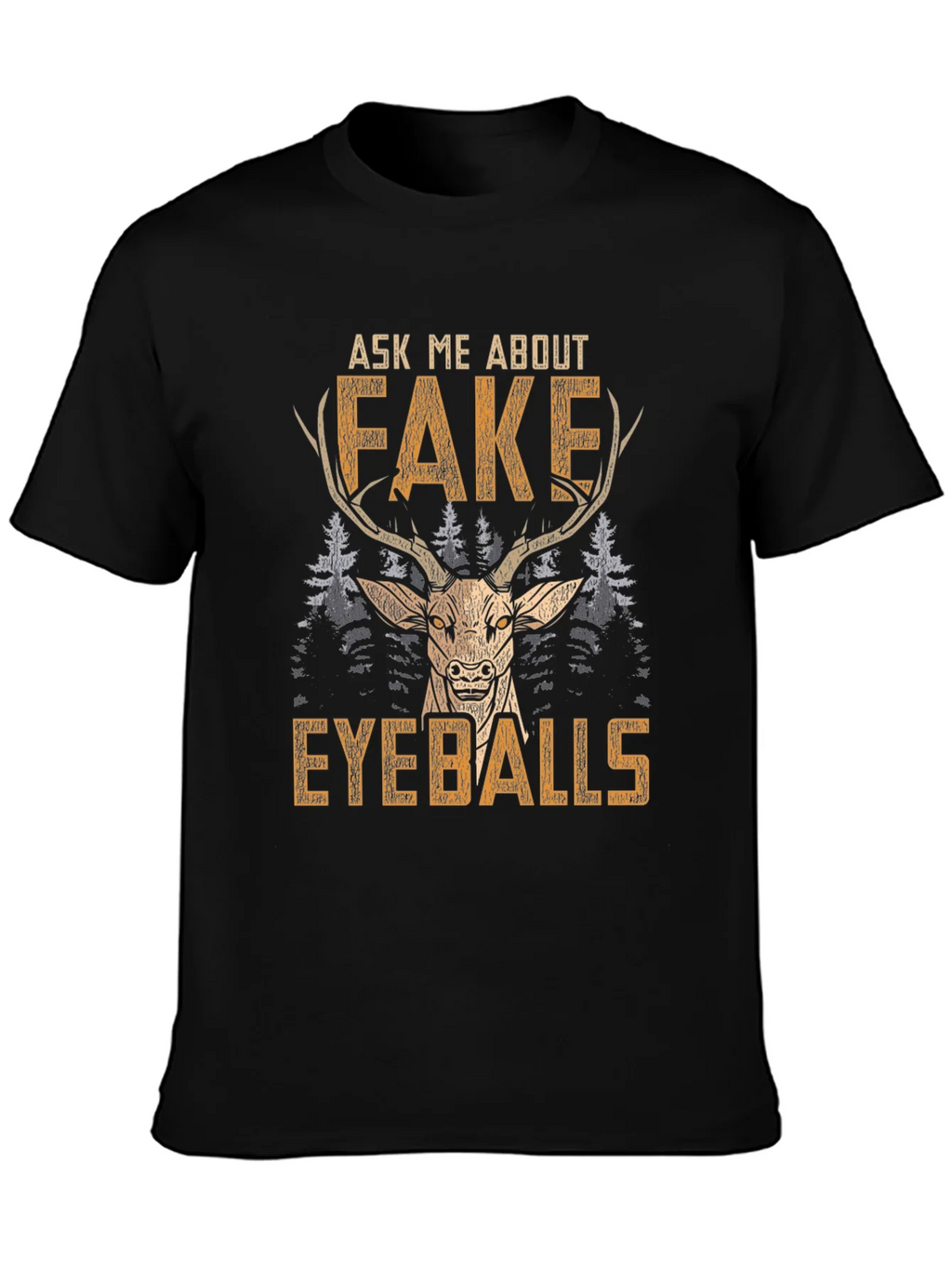 Funny Fake Eyeballs Deer Graphic T-Shirt