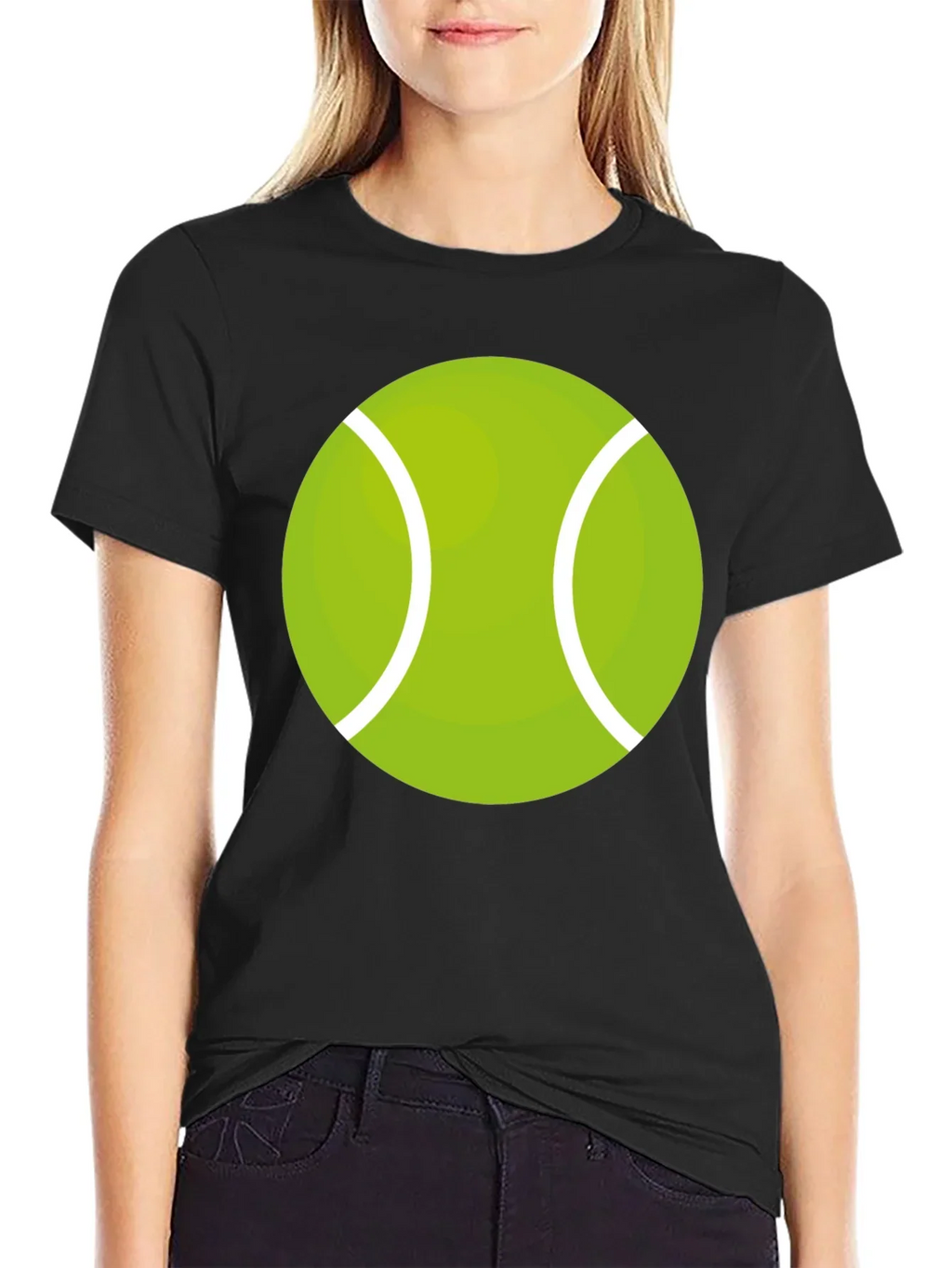 Tennis Ball Graphic Tee - Black Cotton Casual Shirt