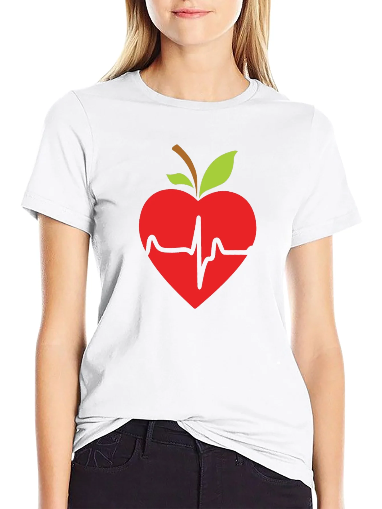 Apple Heartbeat Graphic Tee - Black T-Shirt