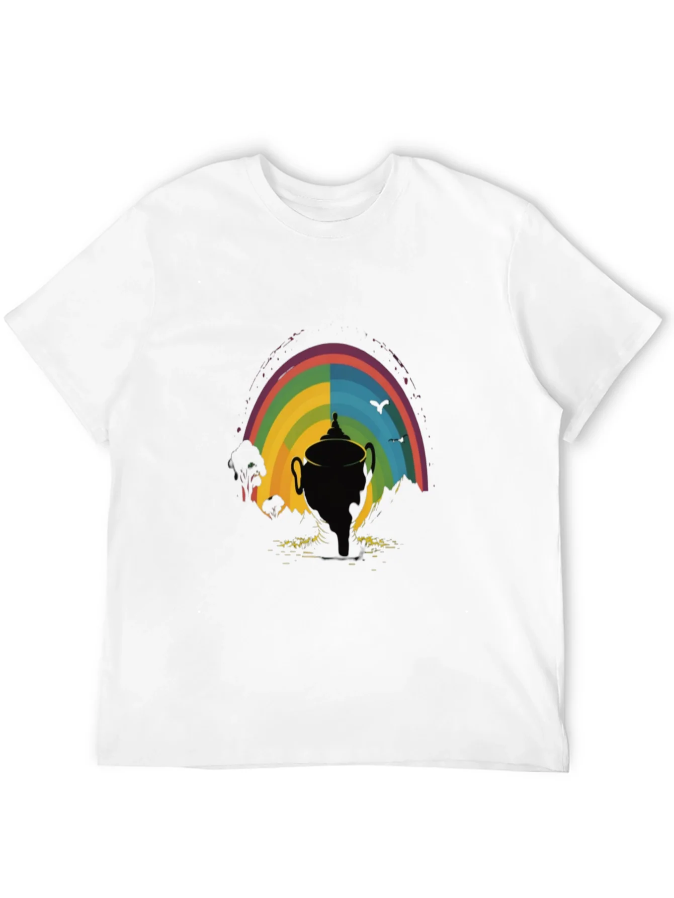 Rainbow Trophy Graphic Tee - Black Cotton Shirt