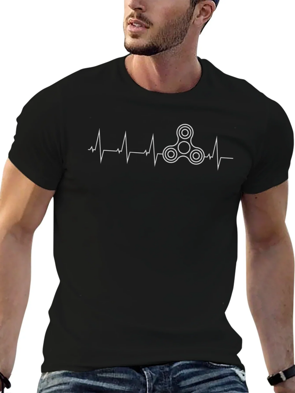 Fidget Spinner Heartbeat T-Shirt - Novelty Graphic Tee