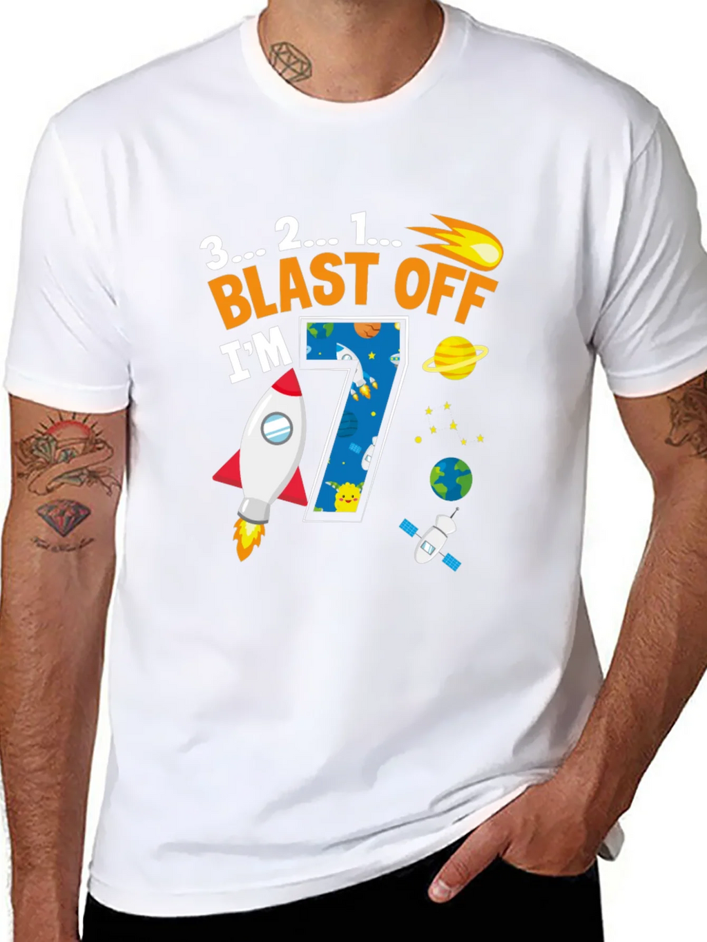 Blast Off 7th Birthday T-Shirt