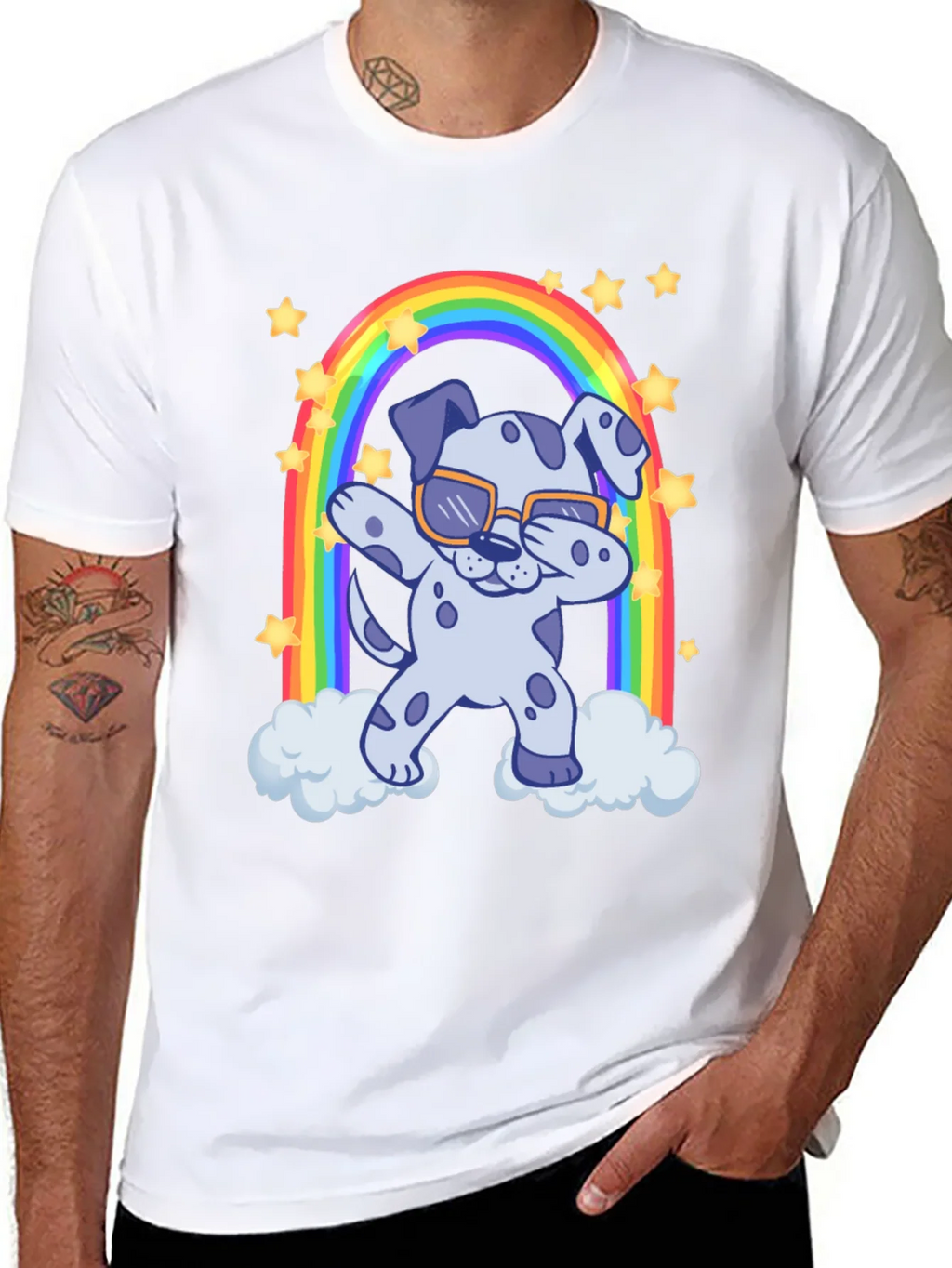 Dabbing Dalmatian Rainbow T-Shirt