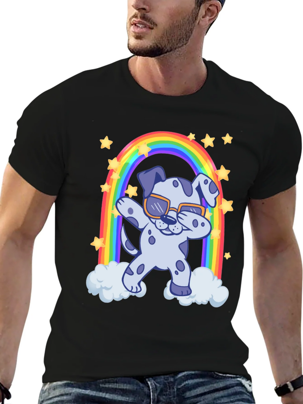 Dabbing Dalmatian Rainbow T-Shirt