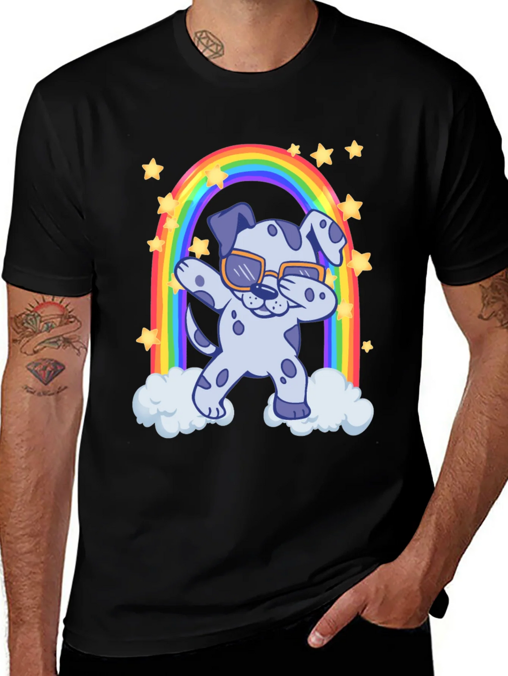 Dabbing Dalmatian Rainbow T-Shirt