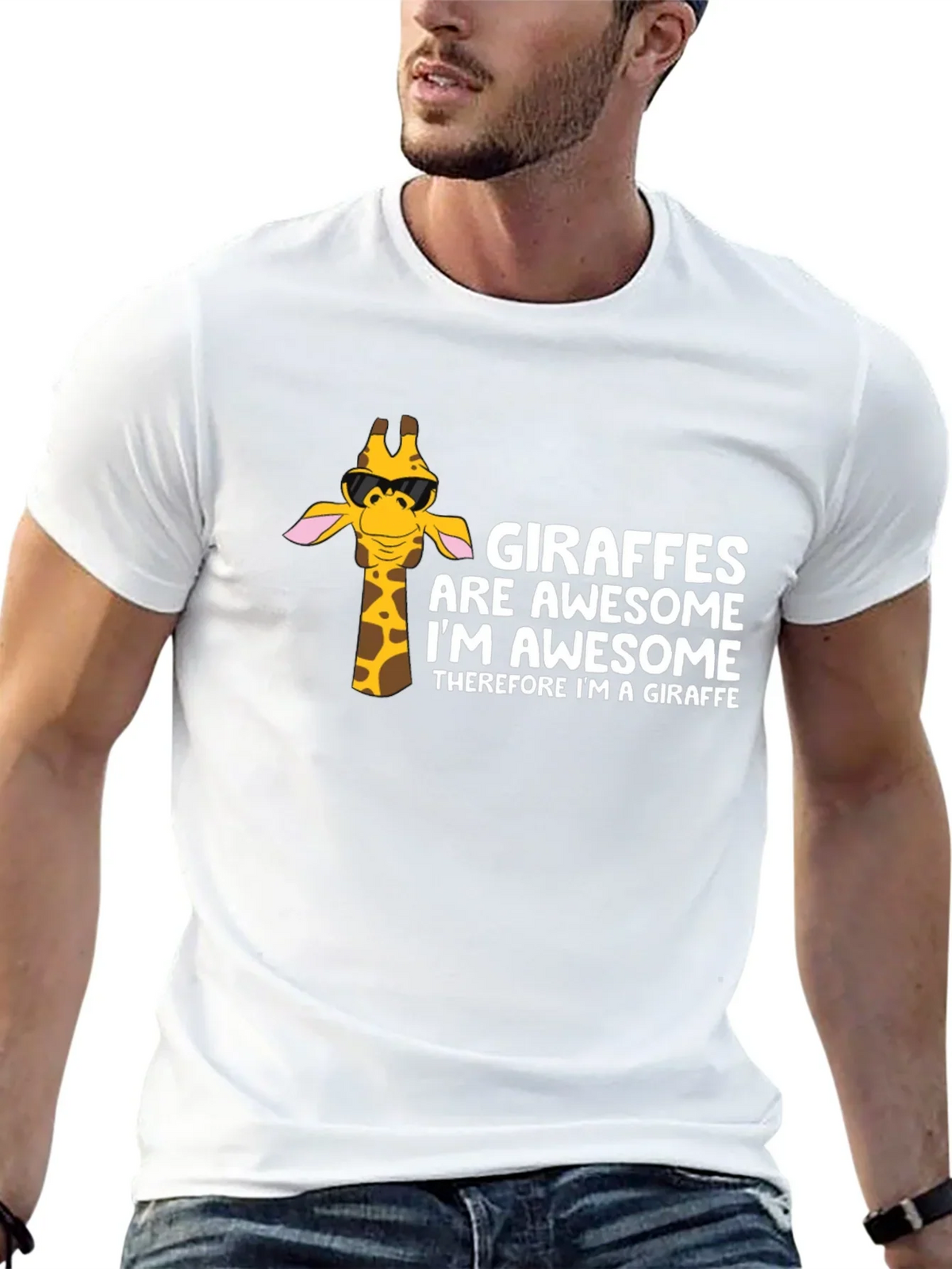 Giraffe Awesome Graphic Tee - Funny Animal T-Shirt