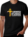 Giraffe Awesome Graphic Tee - Funny Animal T-Shirt