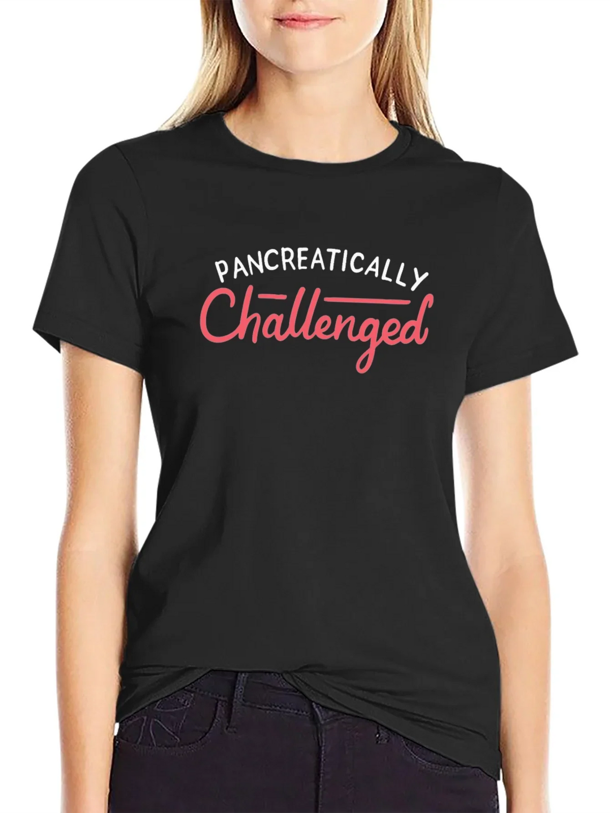 Pancreatically Challenged Black Graphic Tee