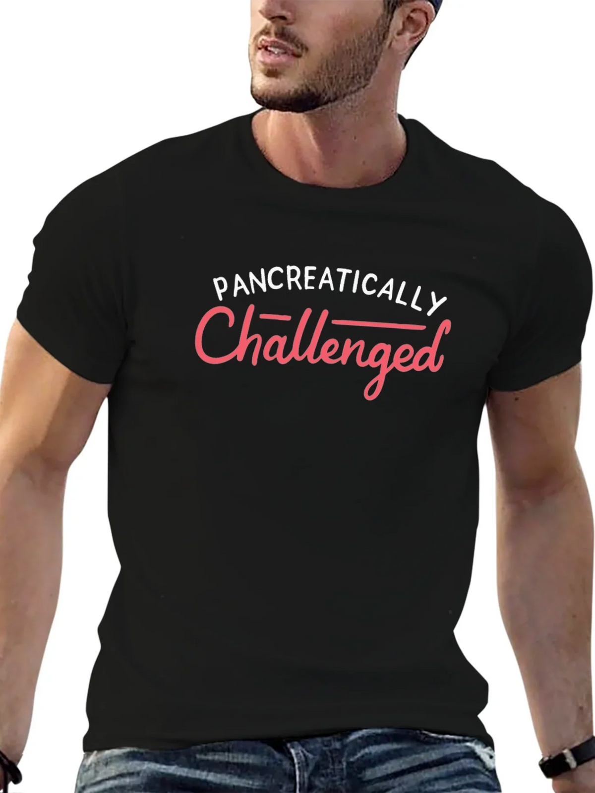 Pancreatically Challenged Black Graphic Tee
