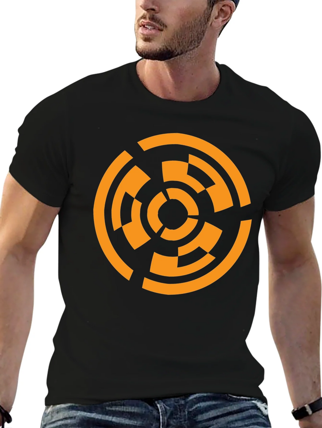 Geometric Circle Graphic T-Shirt - Black
