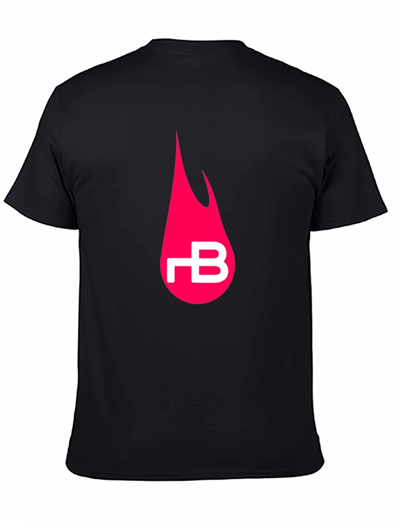 Black T-Shirt with Pink Flame Logo