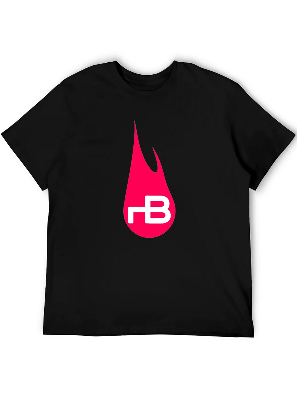 Black T-Shirt with Pink Flame Logo