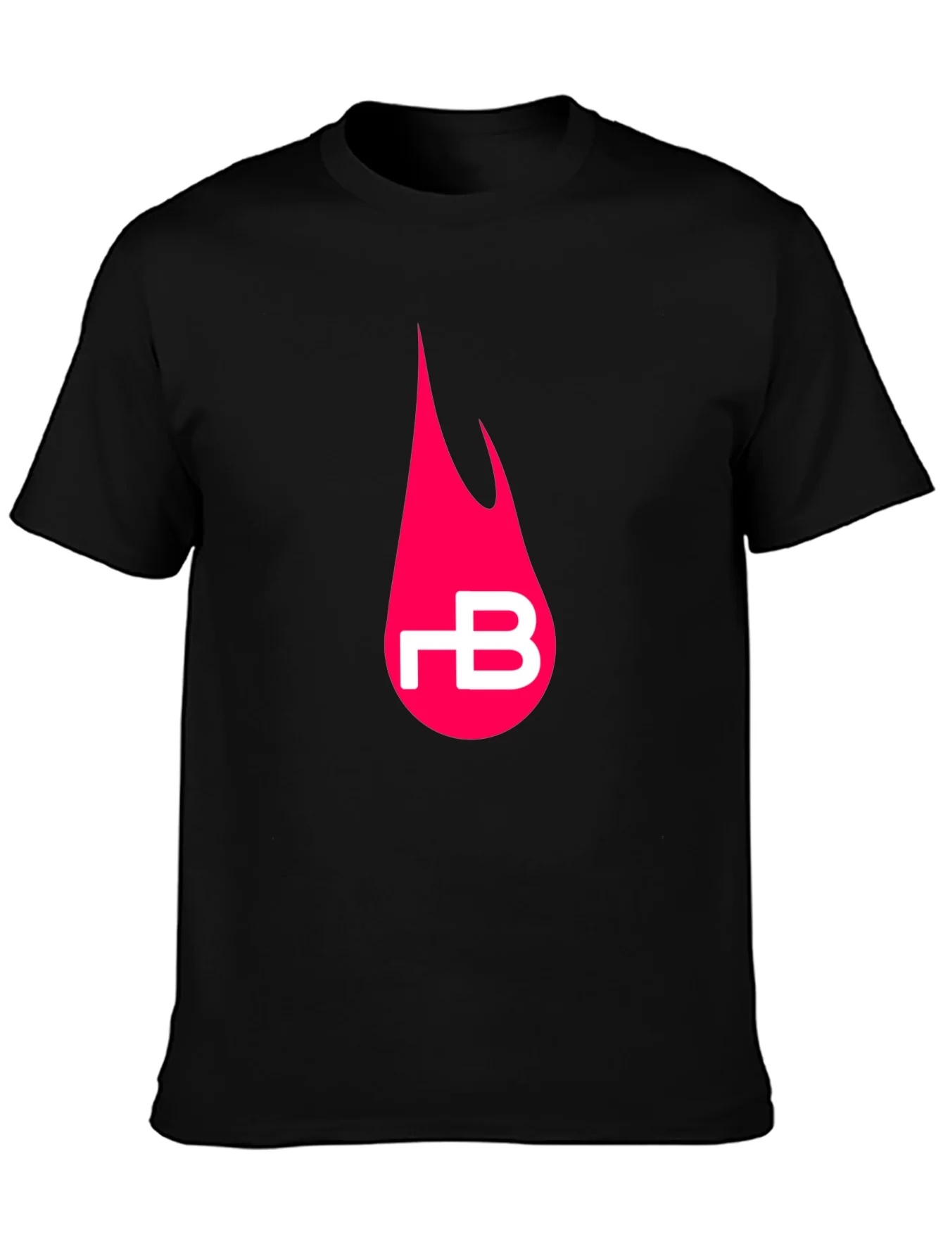 Black T-Shirt with Pink Flame Logo