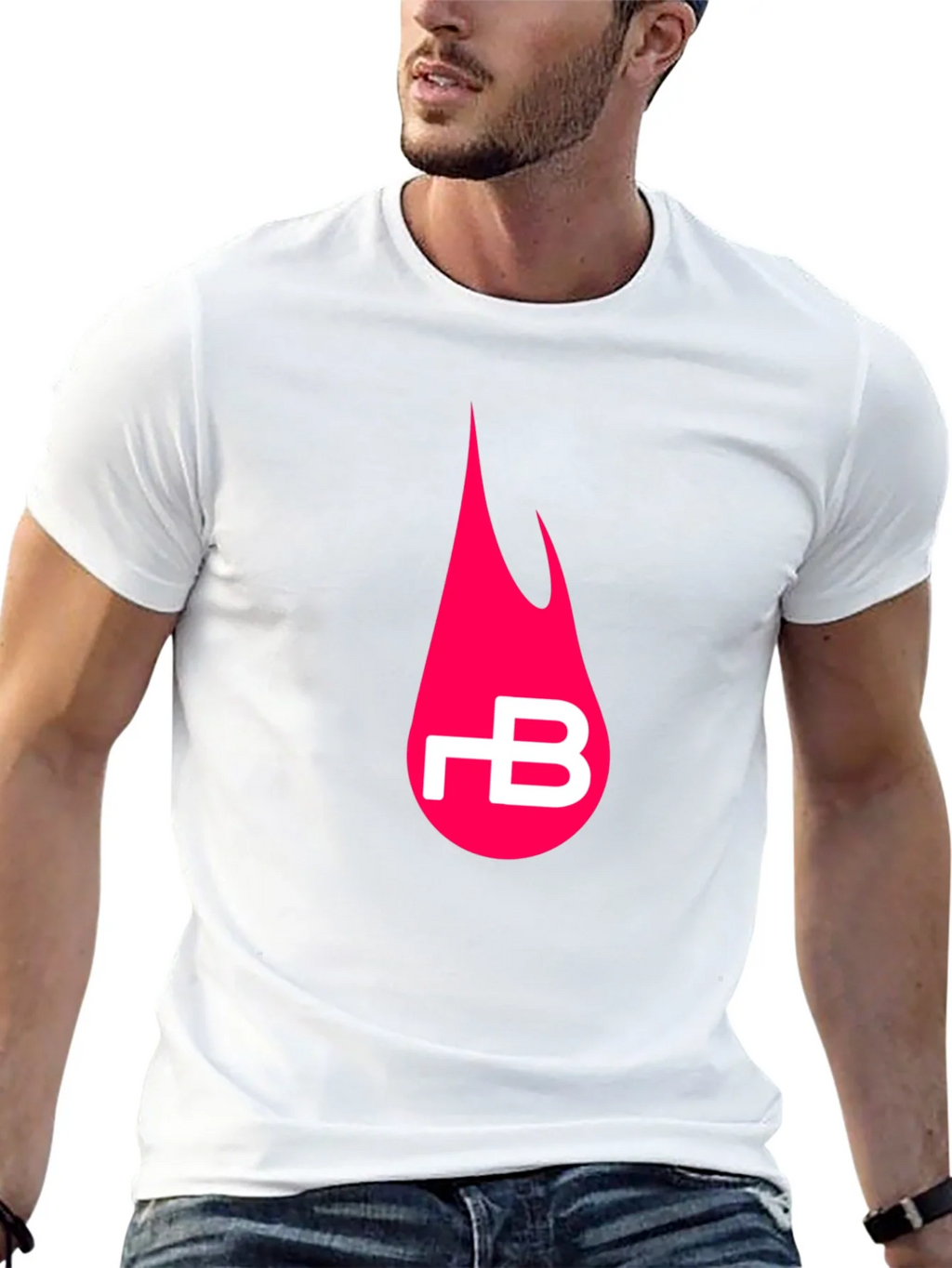 Black T-Shirt with Pink Flame Logo