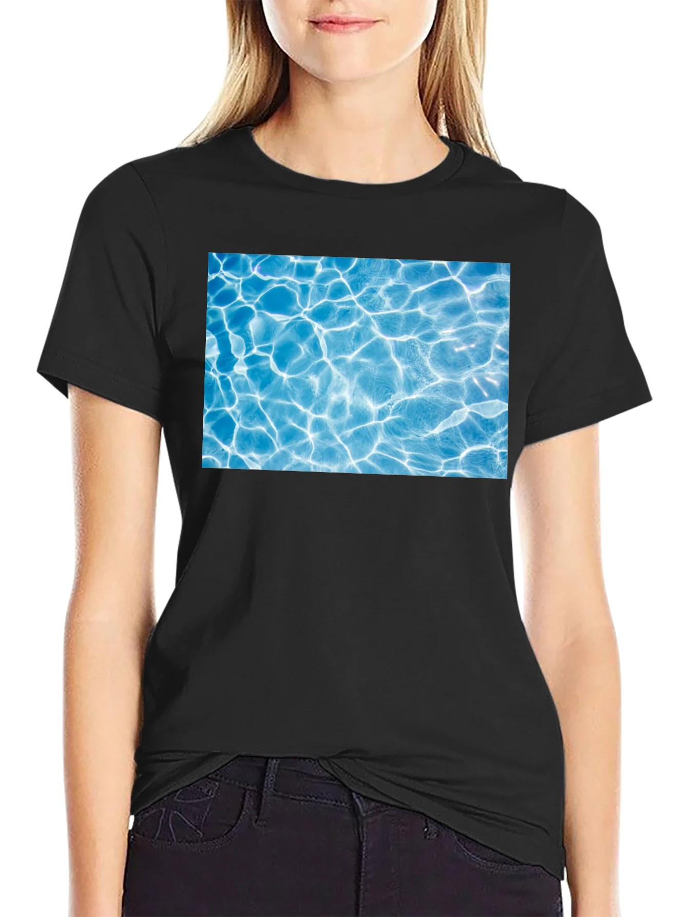 Pool Water Graphic Black Tee