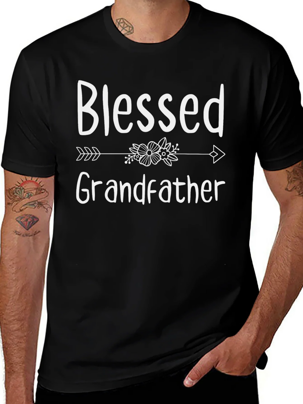 Blessed Grandfather Graphic Tee - Black
