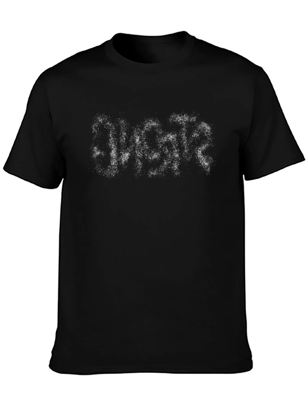 Mens Black T-Shirt with Distressed Graphic Print
