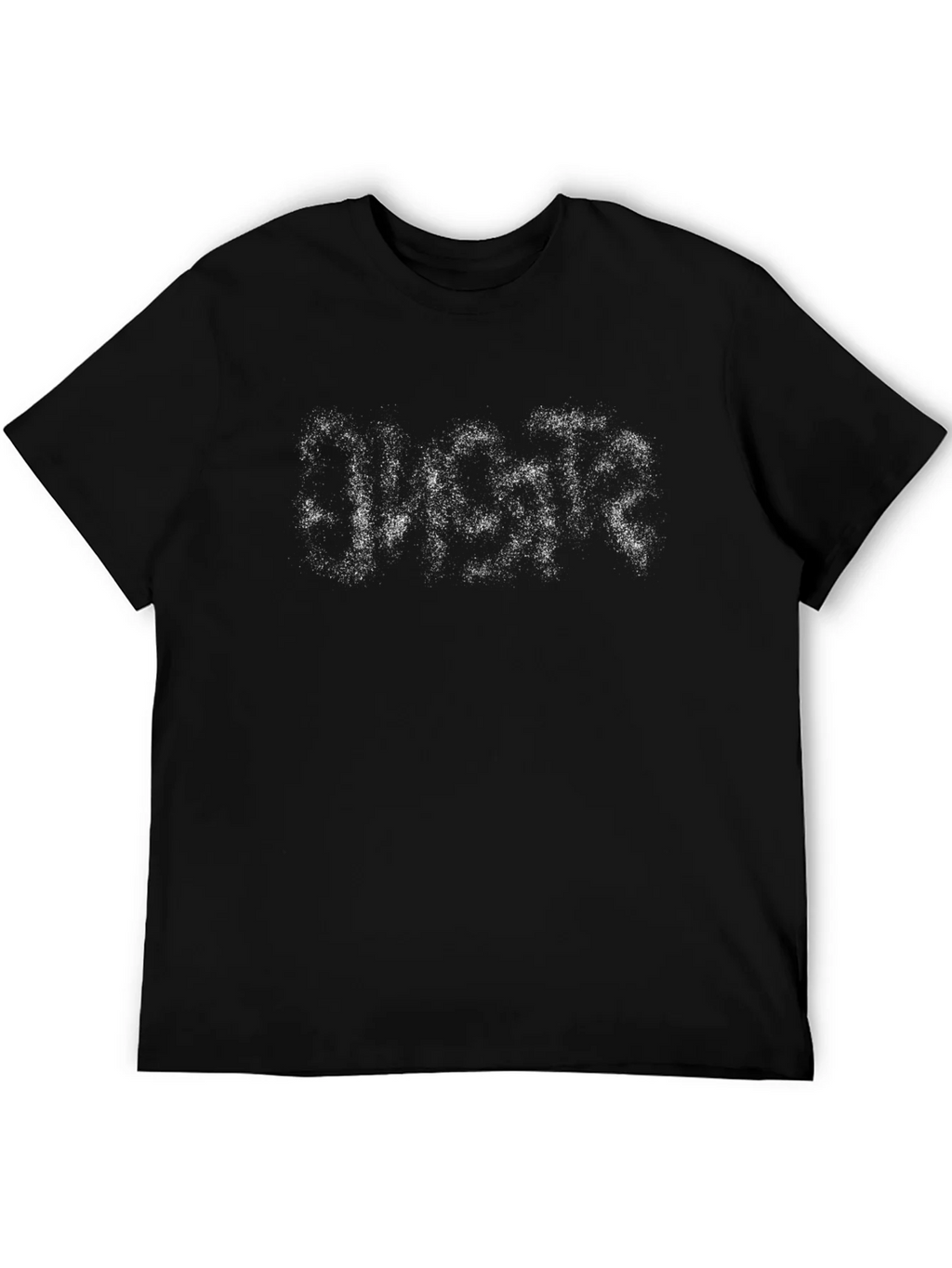 Mens Black T-Shirt with Distressed Graphic Print