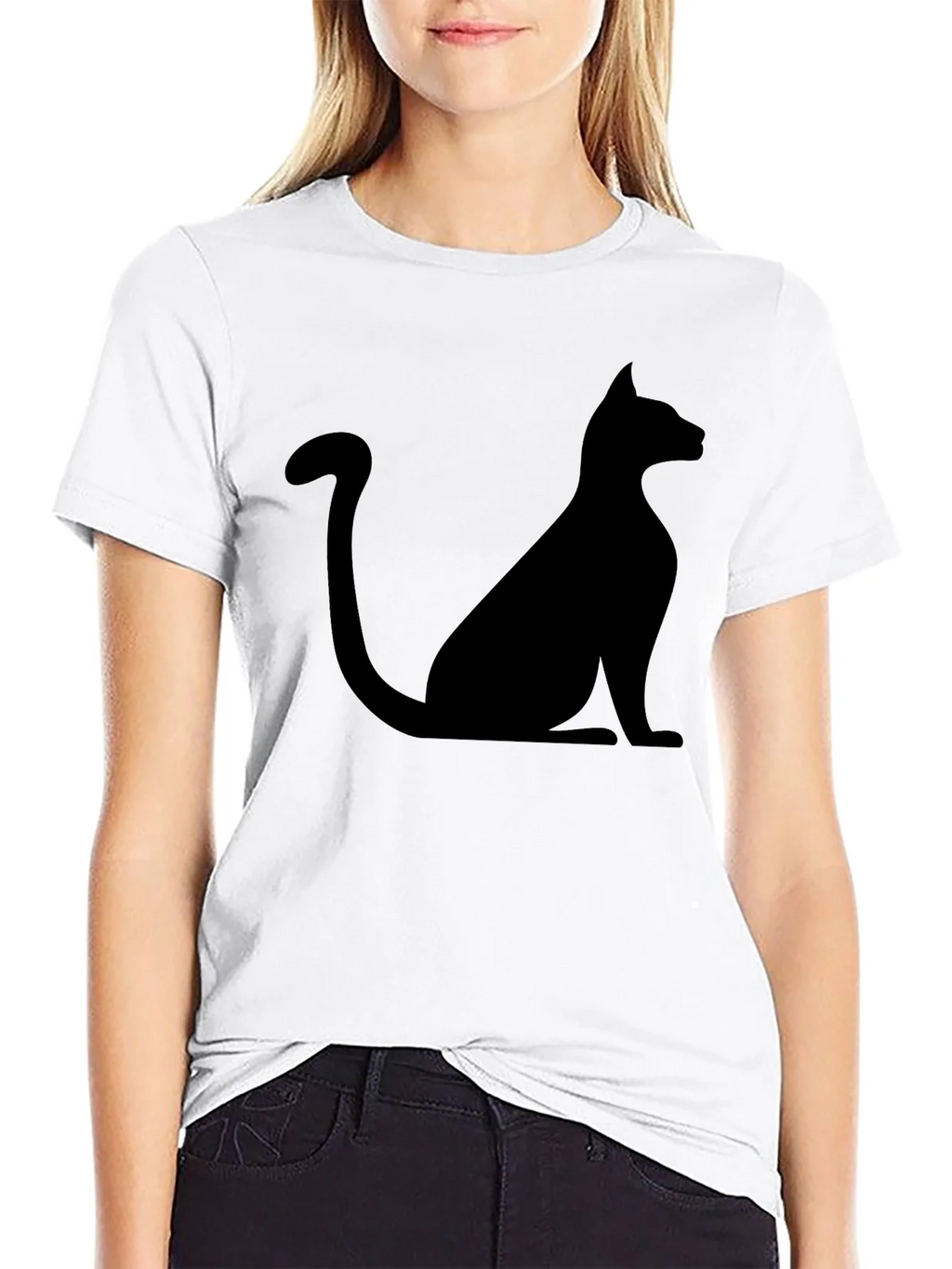 Mens Black Cat Silhouette Graphic T-Shirt