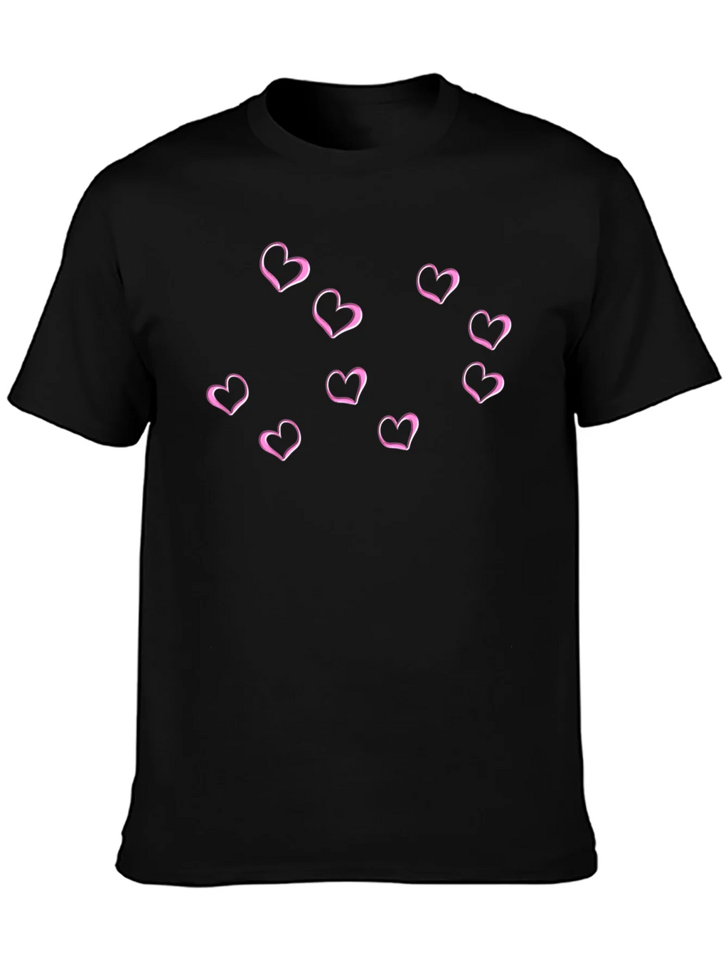 Hearts Graphic Mens Black T-Shirt