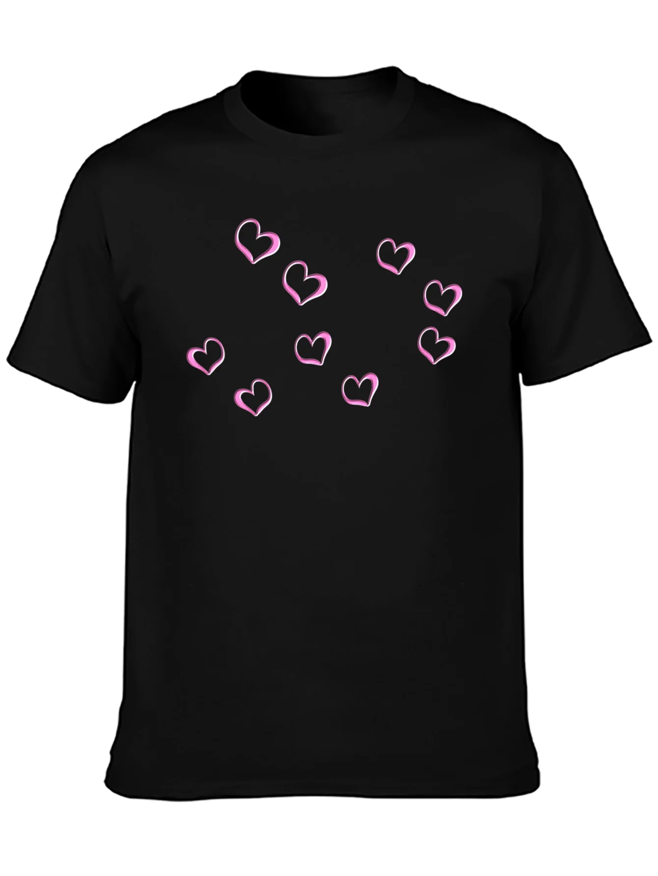 Hearts Graphic Mens Black T-Shirt