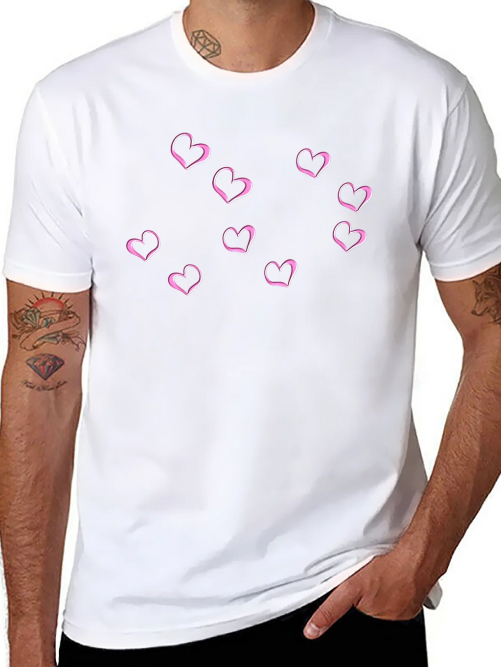 Hearts Graphic Mens Black T-Shirt