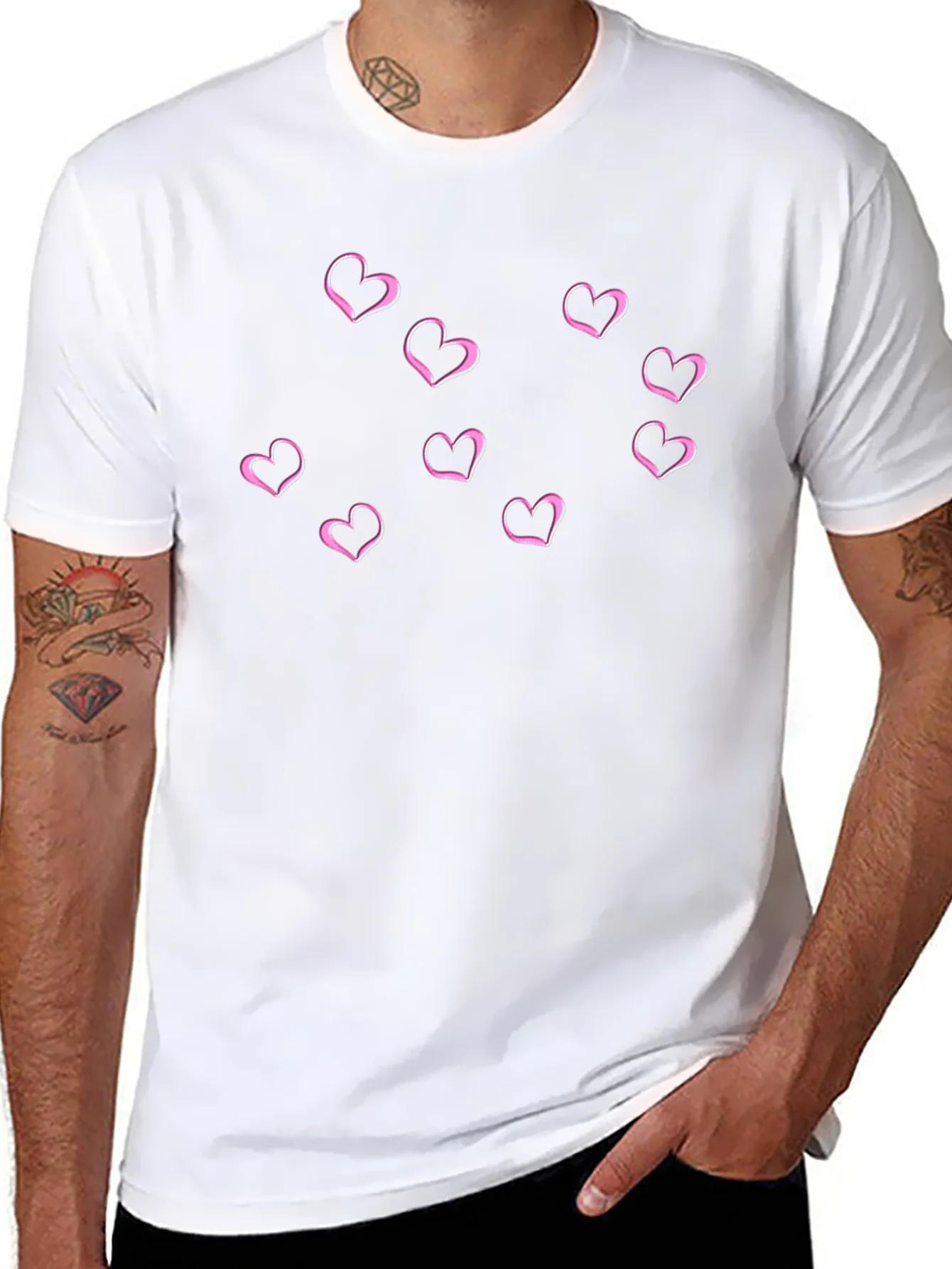 Hearts Graphic Mens Black T-Shirt