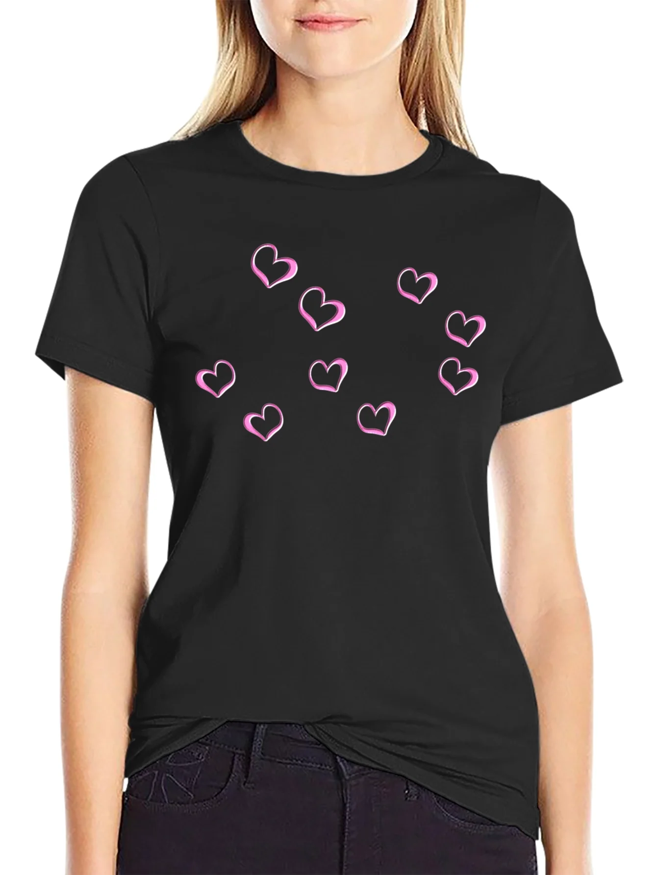 Hearts Graphic Mens Black T-Shirt