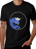 Paper Boat Wave Graphic Black T-Shirt