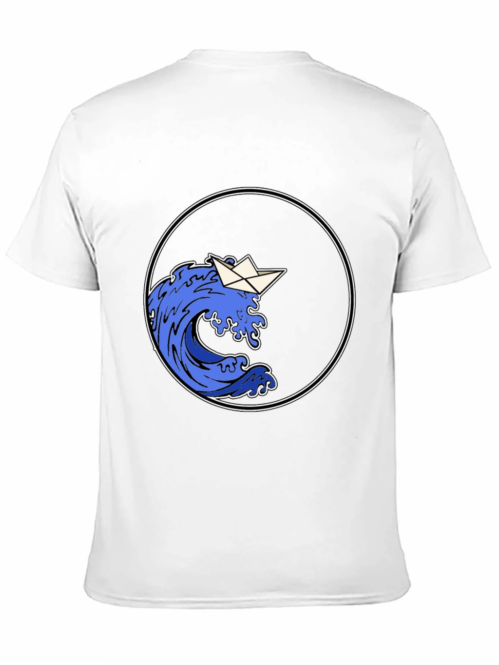 Paper Boat Wave Graphic Black T-Shirt