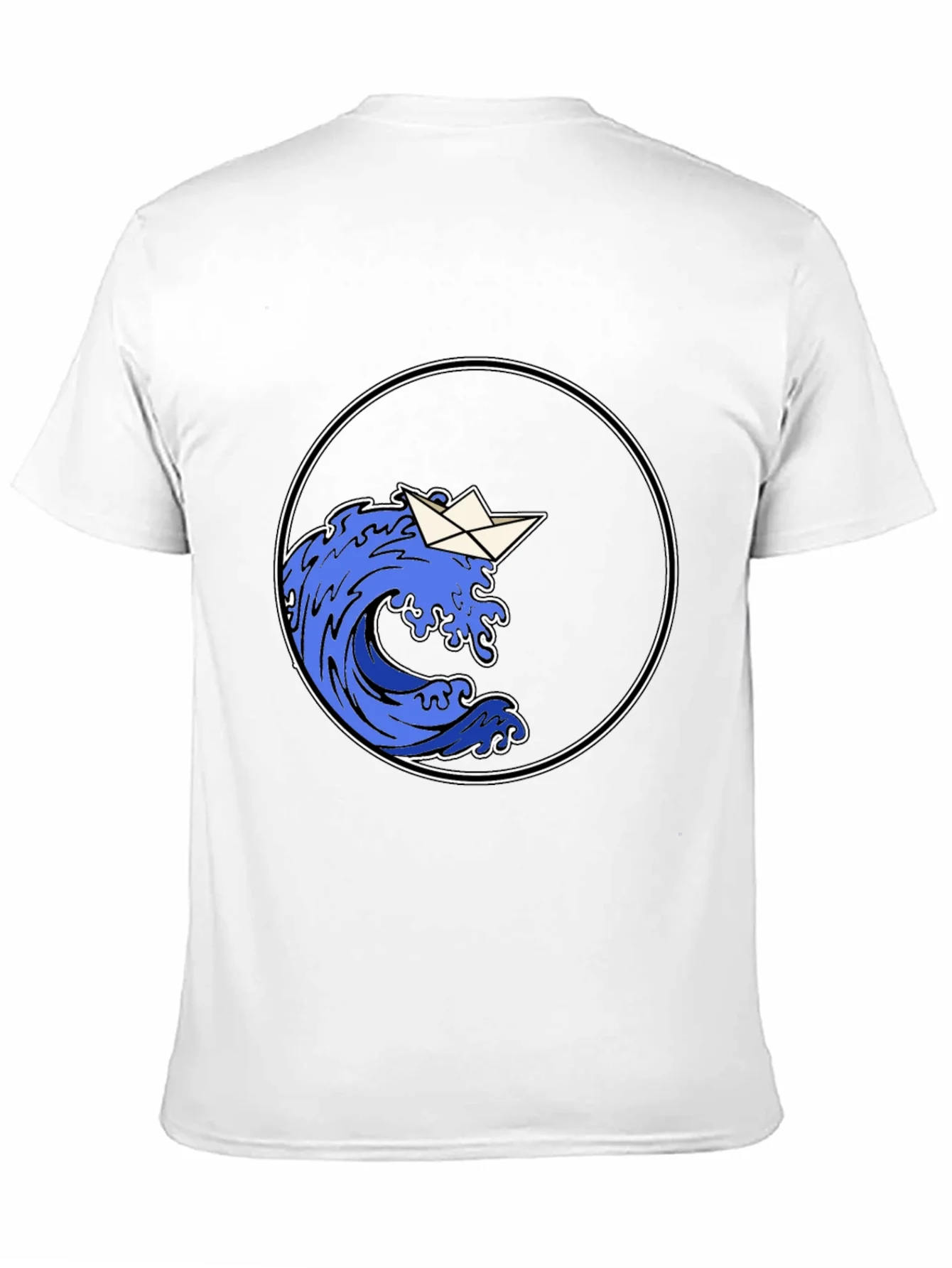 Paper Boat Wave Graphic Black T-Shirt