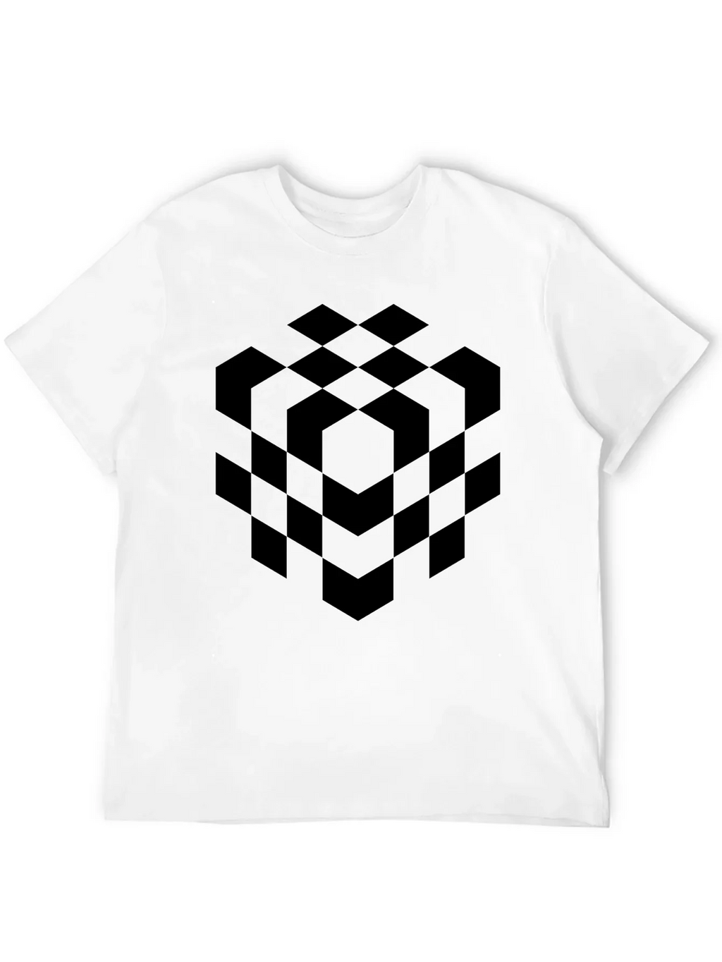 Abstract Geometric Cube Black T-Shirt