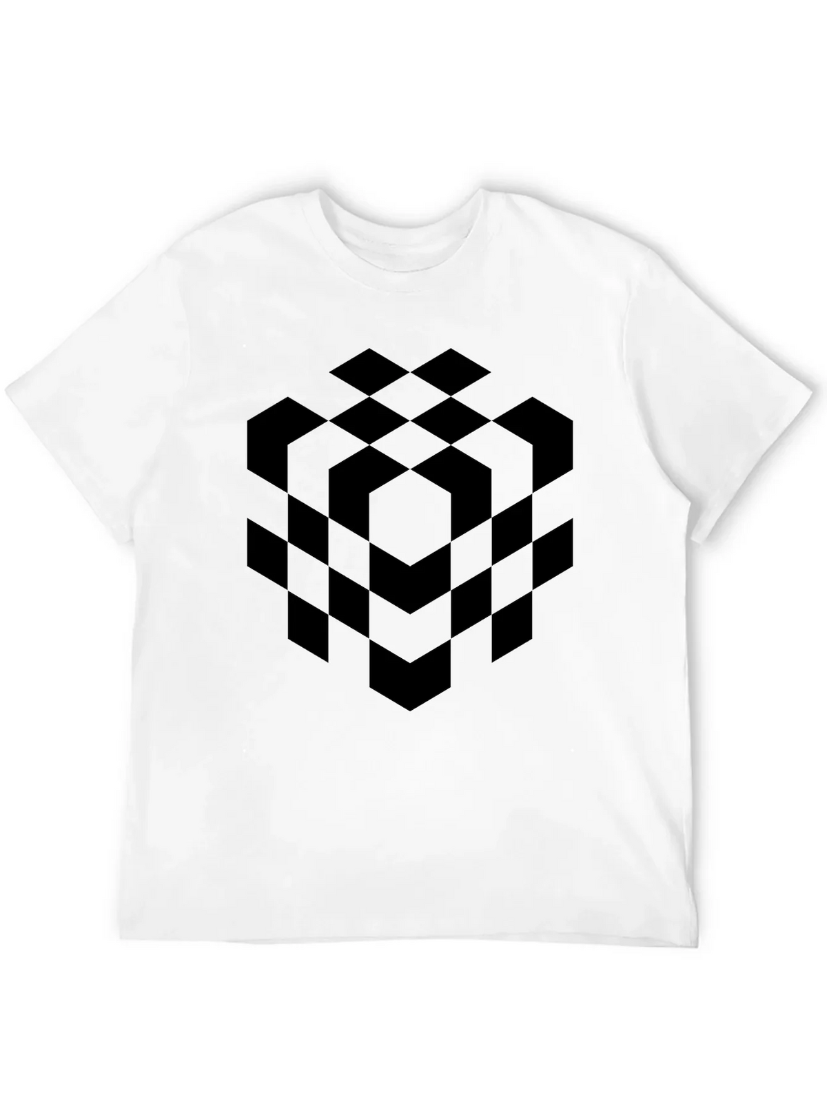 Abstract Geometric Cube Black T-Shirt