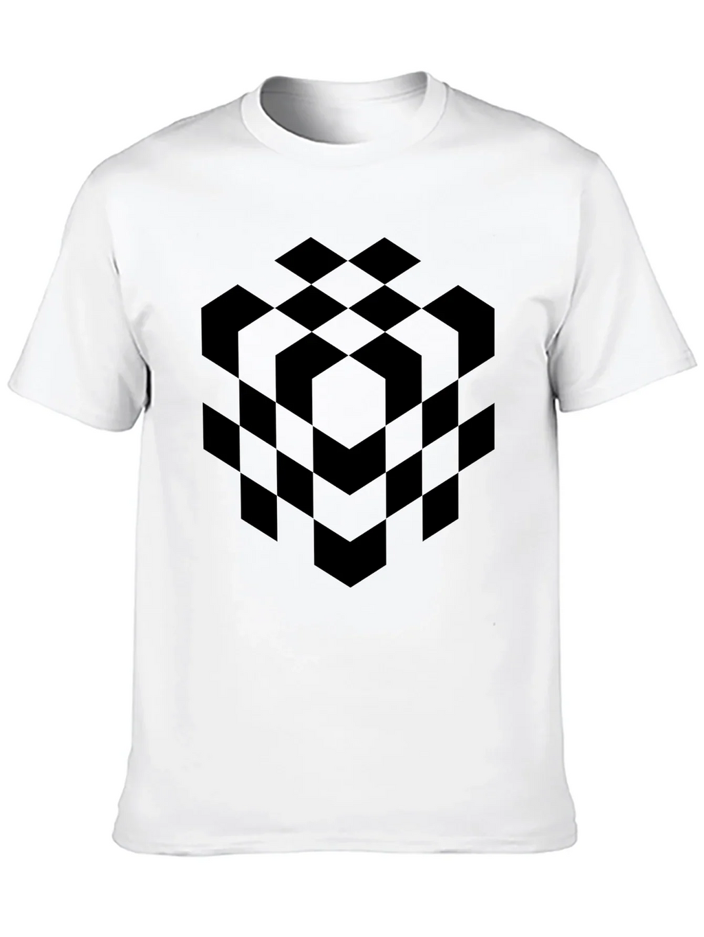 Abstract Geometric Cube Black T-Shirt