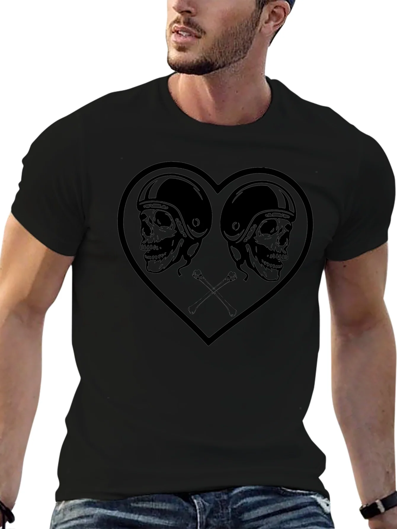Skull Heart Graphic Tee - Mens Black T-Shirt