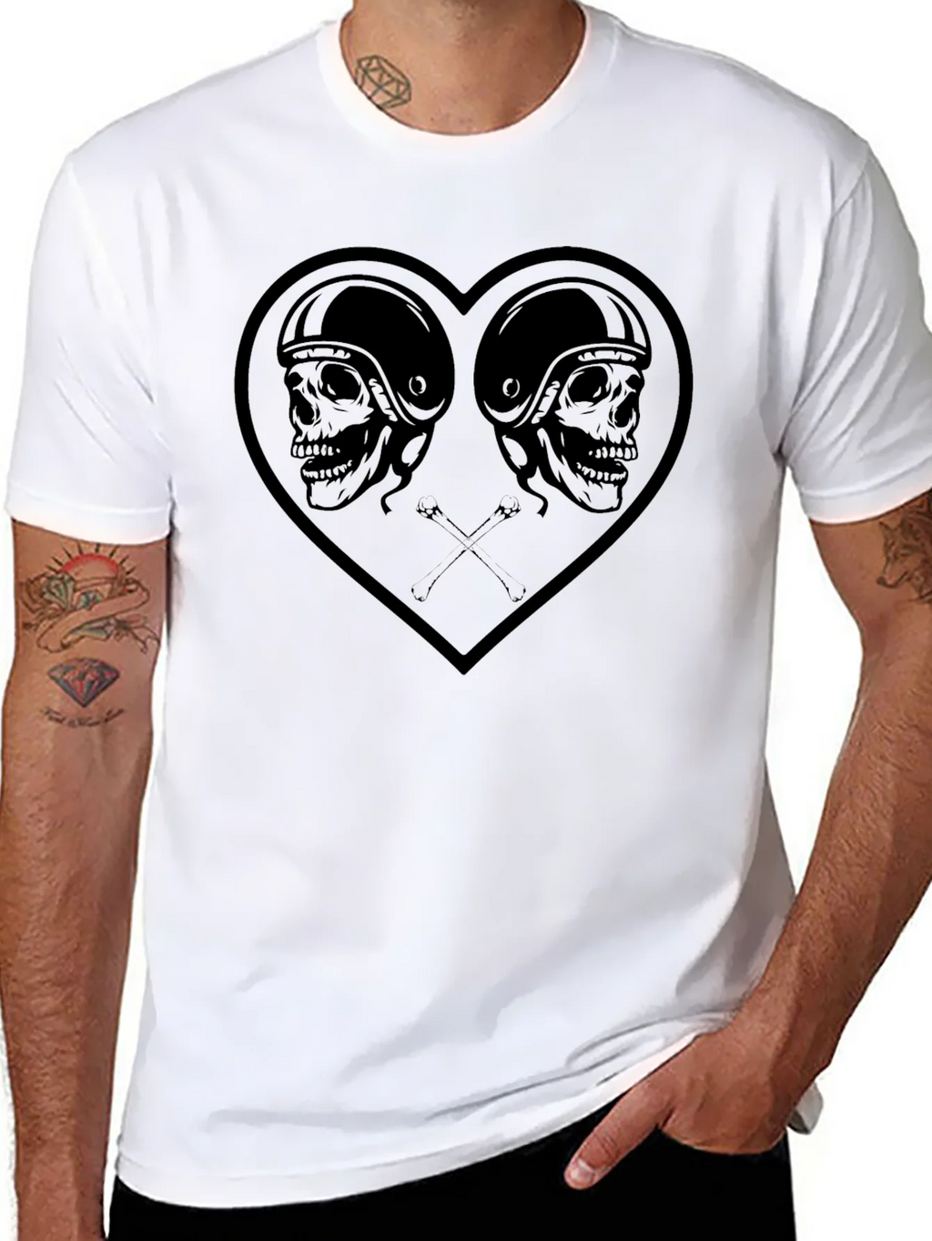 Skull Heart Graphic Tee - Mens Black T-Shirt