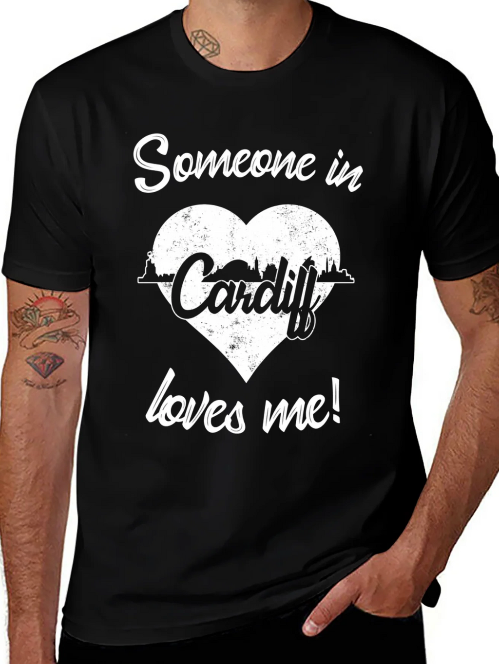 Someone in Cardiff Loves Me Black Graphic Tee