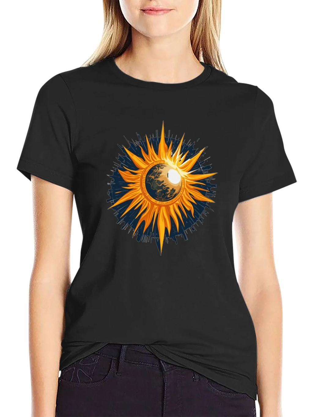 Cosmic Sun Graphic Tee - Black
