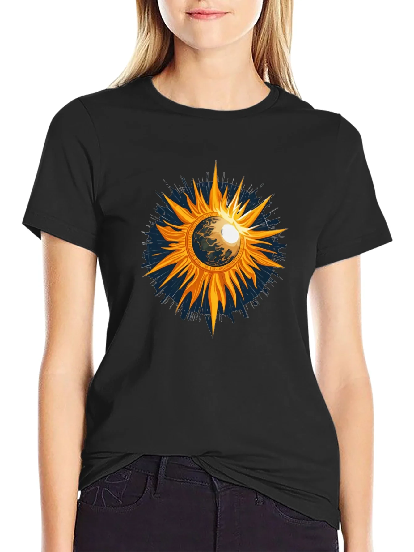 Cosmic Sun Graphic Tee - Black
