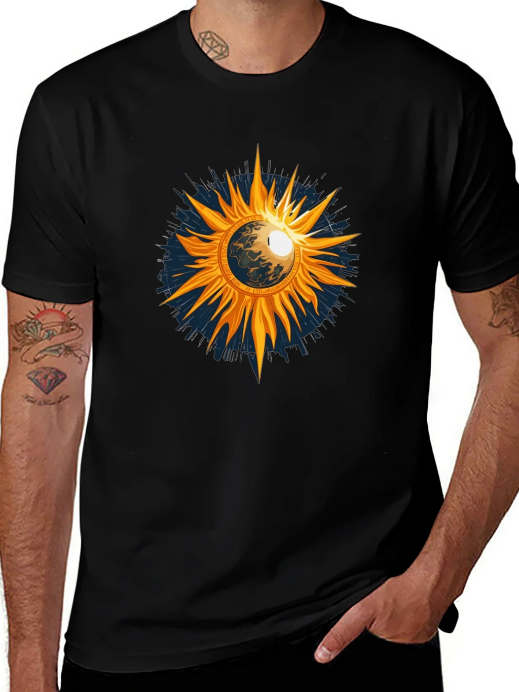 Cosmic Sun Graphic Tee - Black