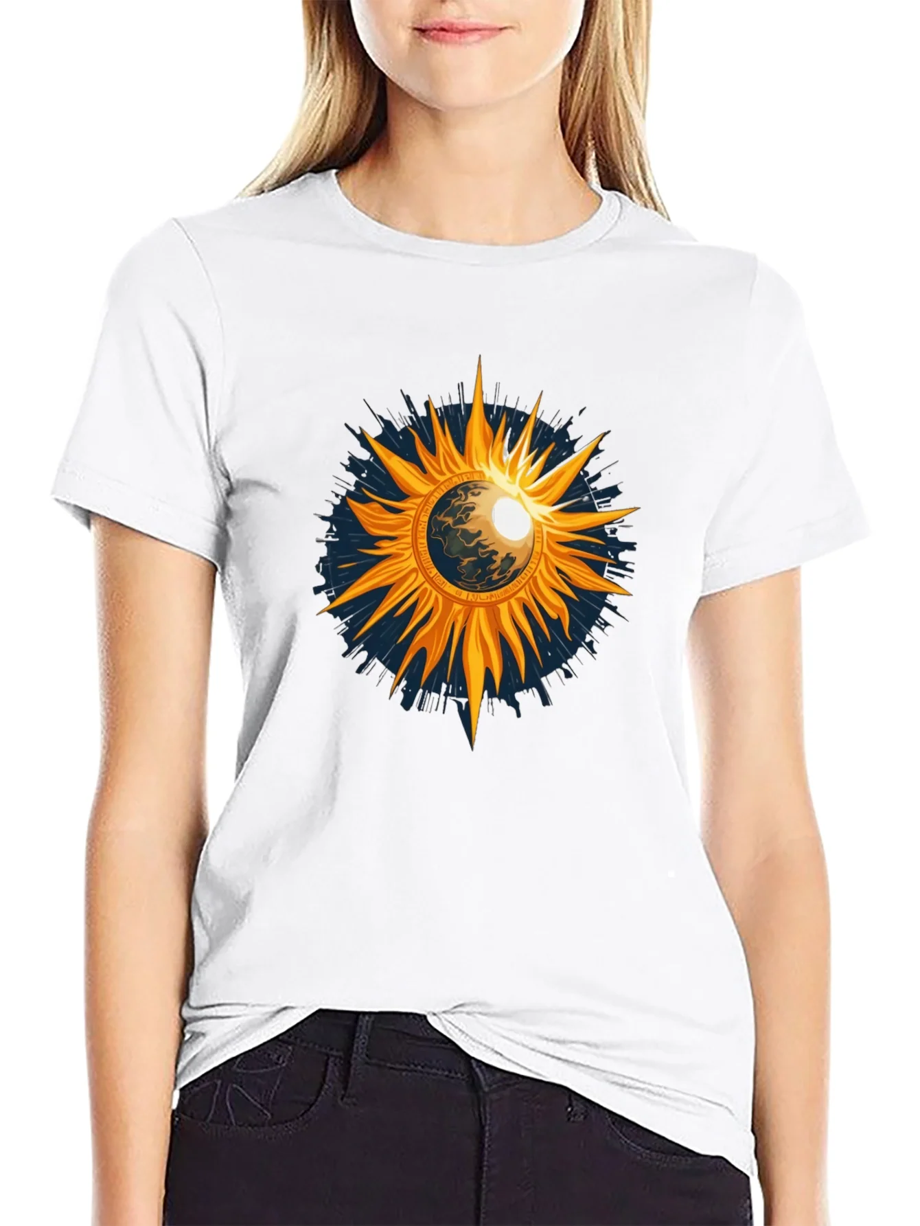 Cosmic Sun Graphic Tee - Black