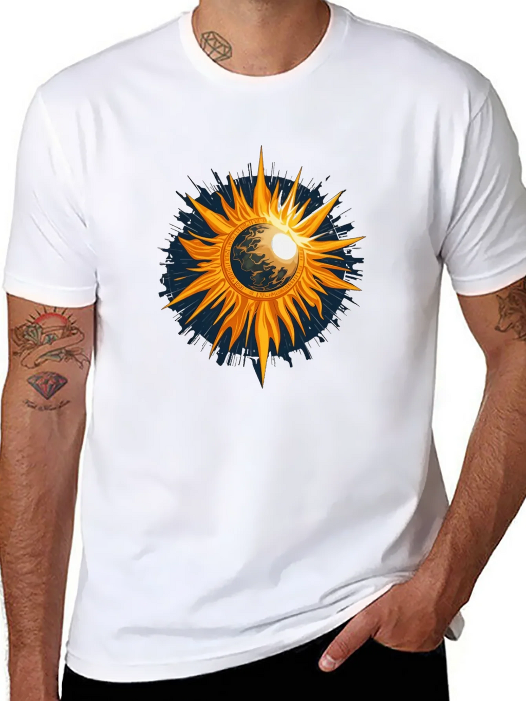 Cosmic Sun Graphic Tee - Black