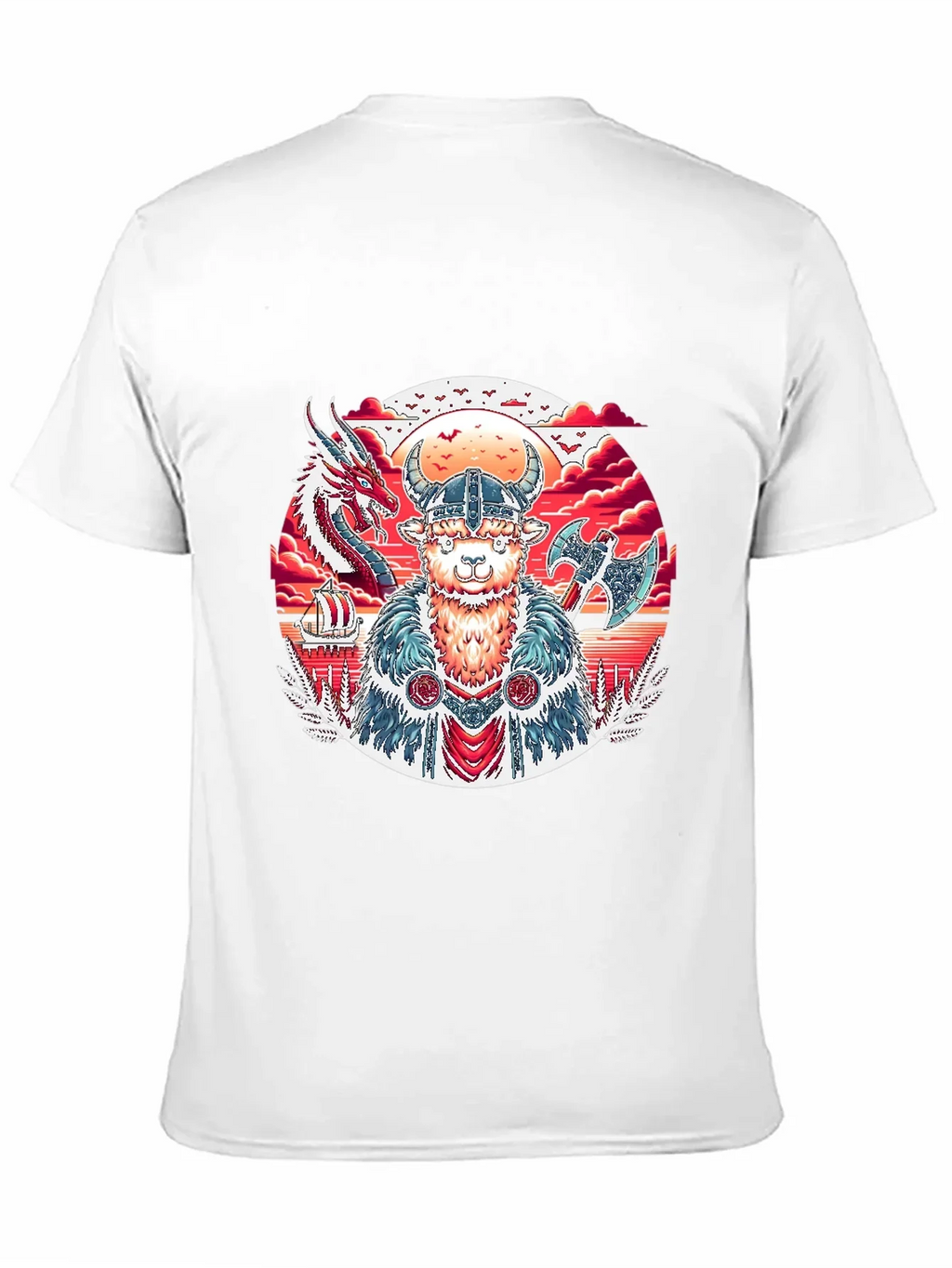 Viking Llama Graphic Tee - Black Cotton T-Shirt