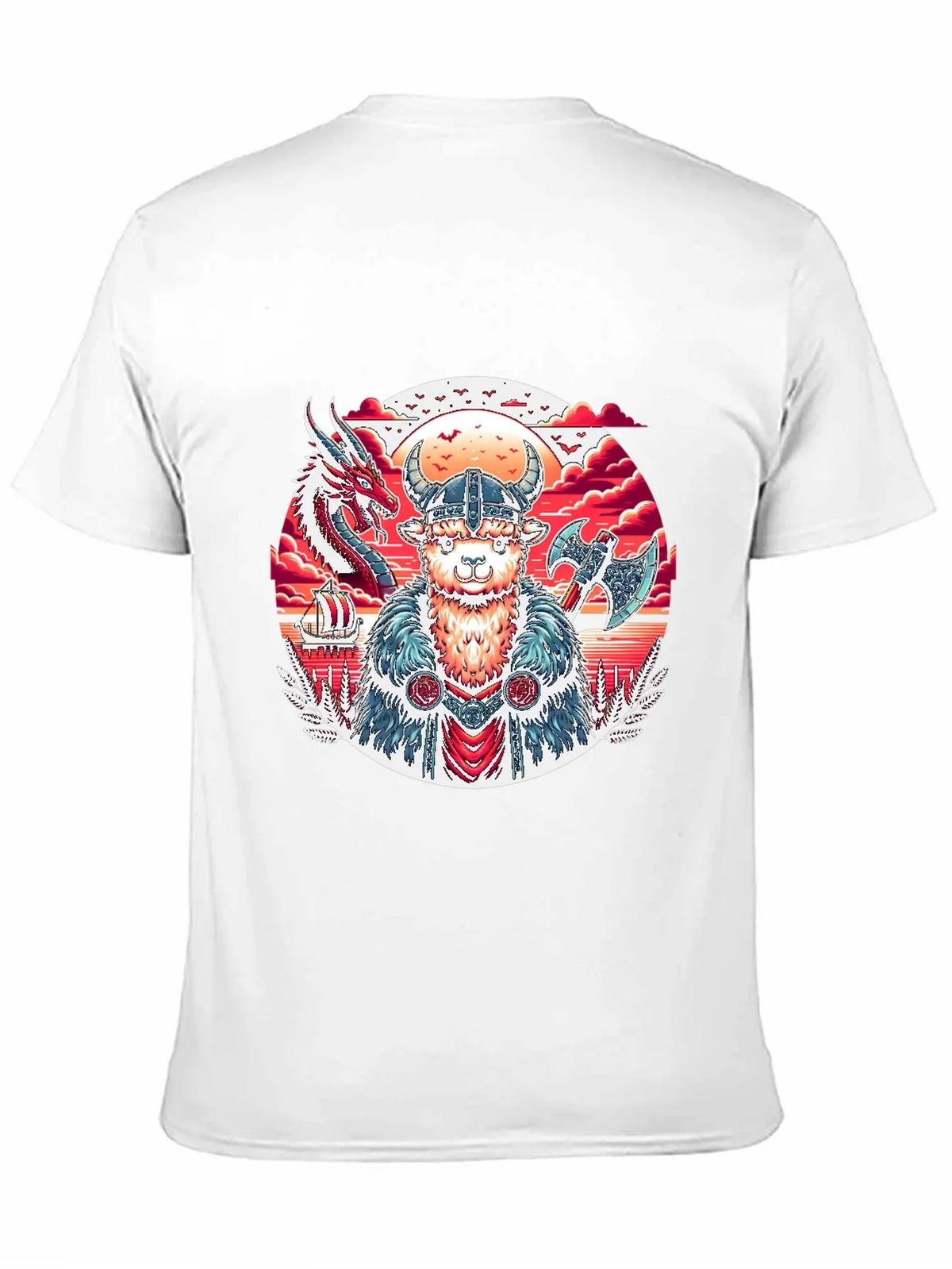 Viking Llama Graphic Tee - Black Cotton T-Shirt