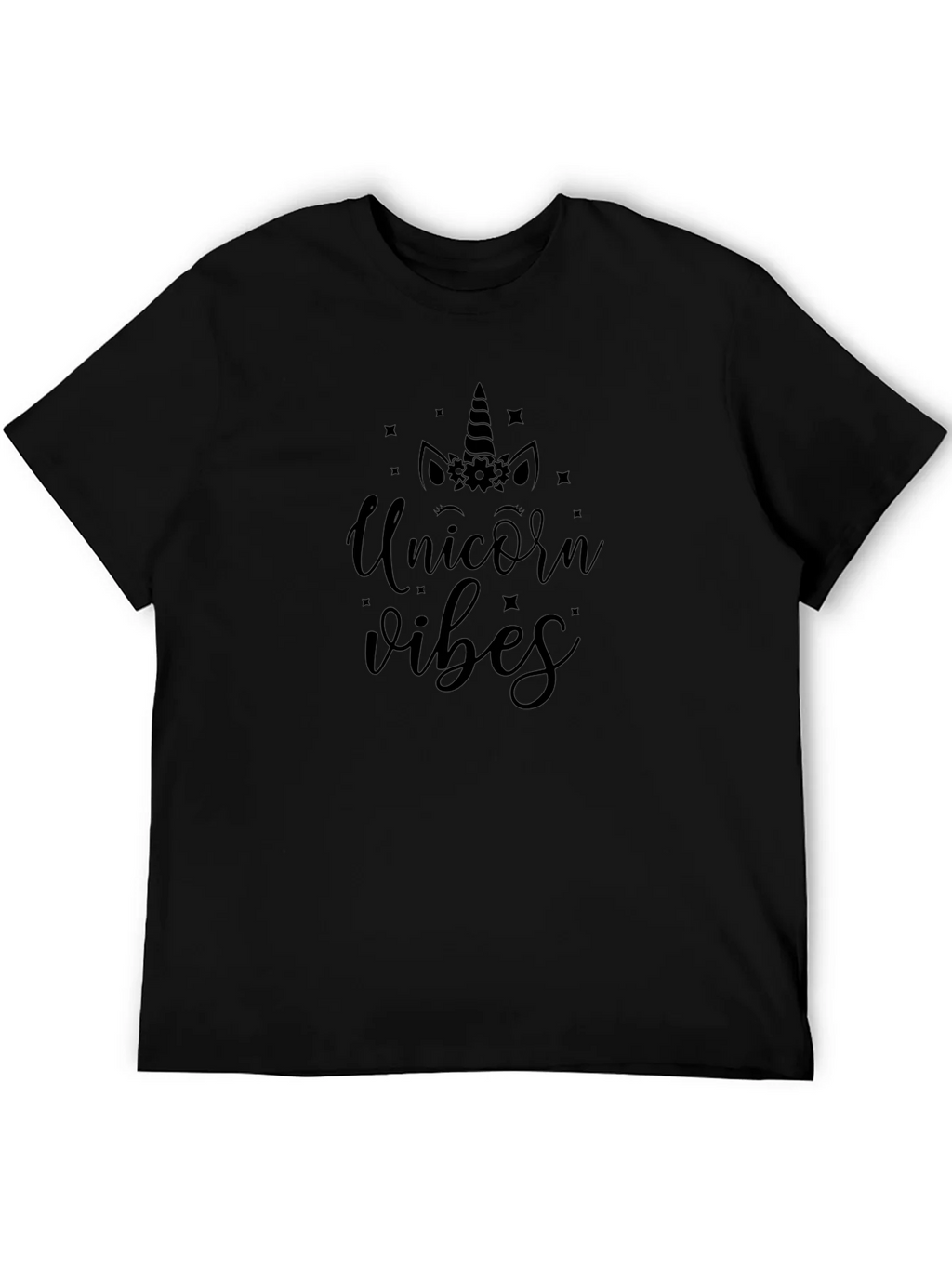 Unicorn Vibes Black Cotton T-Shirt