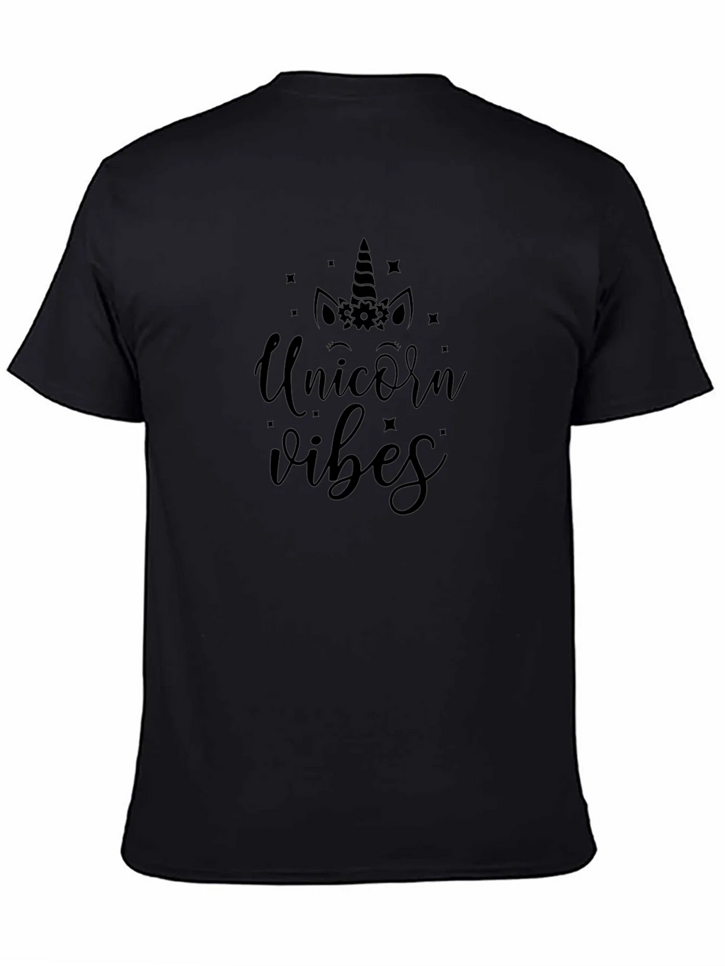 Unicorn Vibes Black Cotton T-Shirt