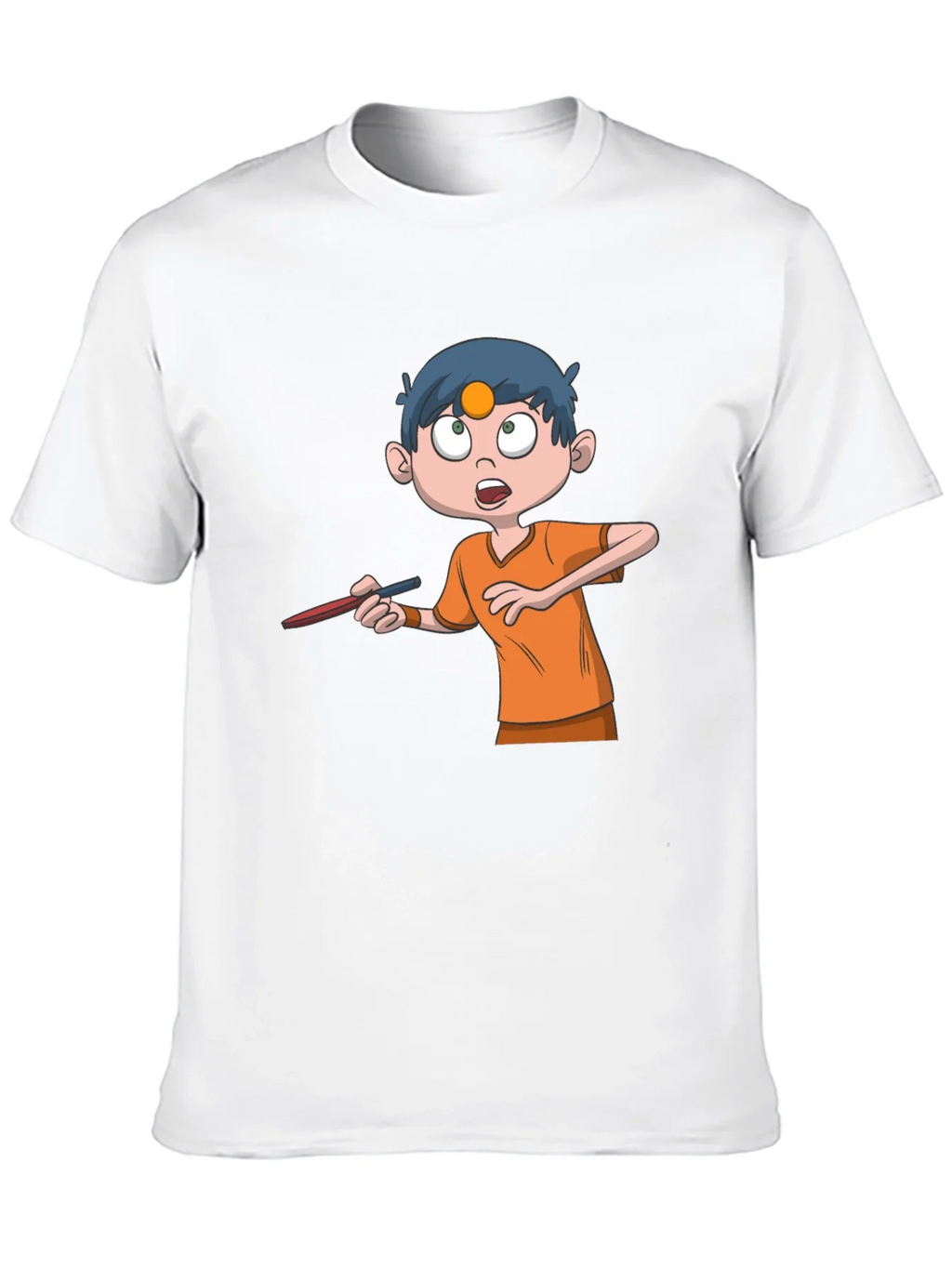 Cartoon Boy Graphic Tee - Black Cotton T-Shirt