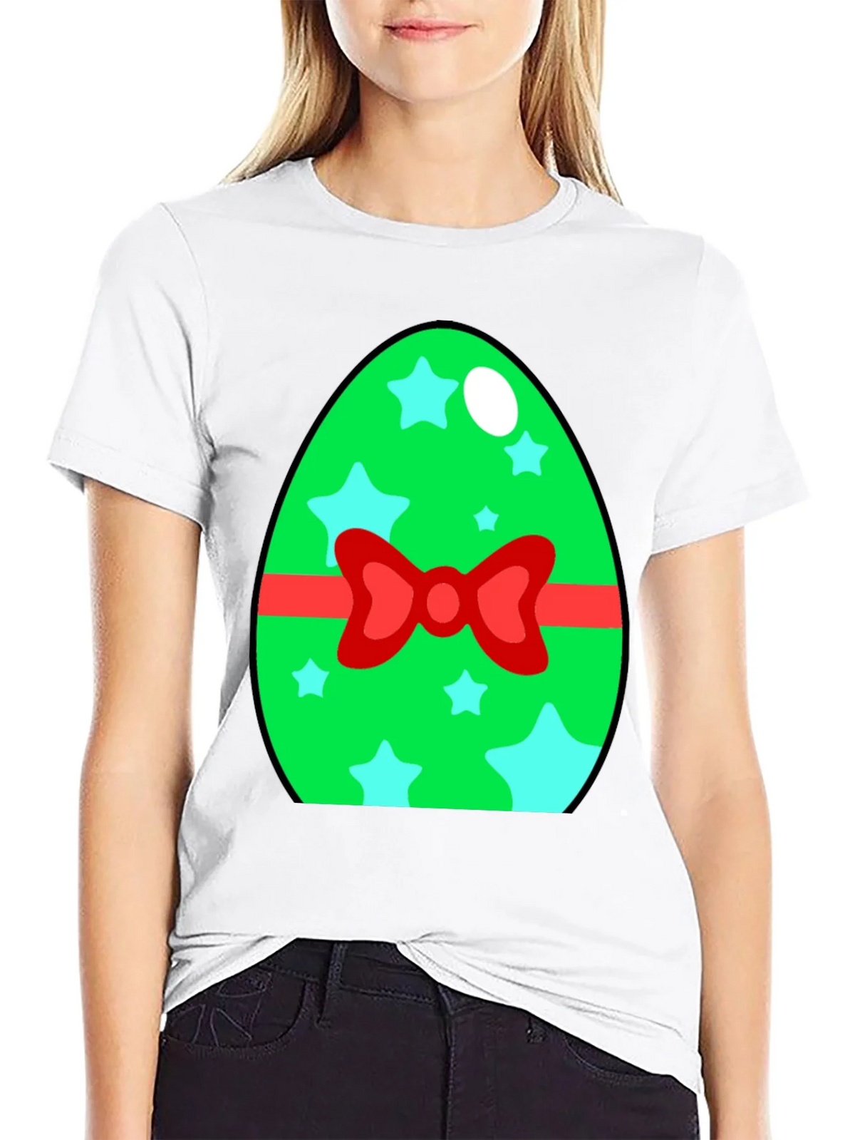 Easter Egg T-Shirt - Green Star Bow Tie