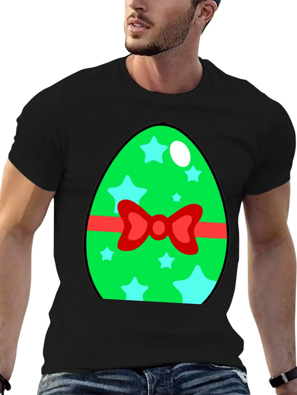 Easter Egg T-Shirt - Green Star Bow Tie